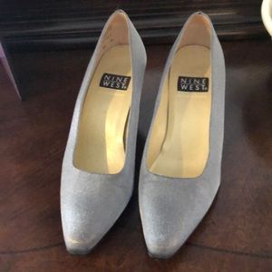Nine West - Pewter 8 1/2 metallic fabric dress shoes